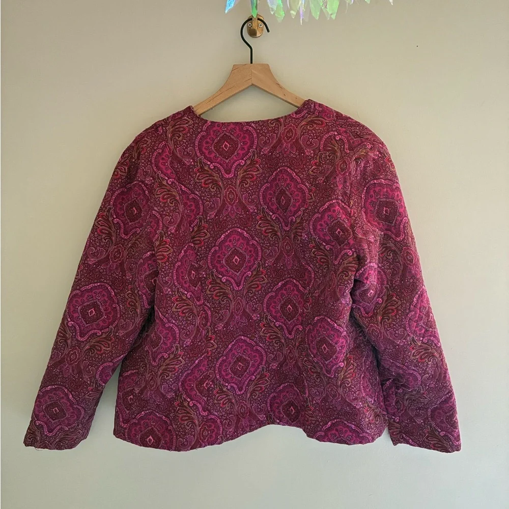 Vintage Purple Pink Paisley Quilted Jacket Size‎ 16W